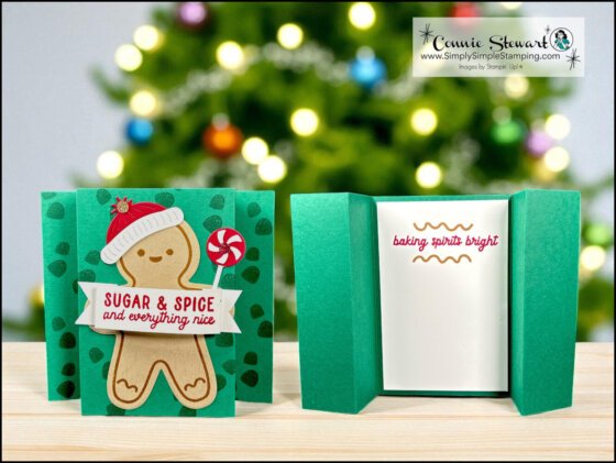 This Pop-Up card was made with Stampin' Up! Gingerbread Man bundle.