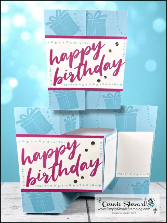 5-minute birthday card in blue made with Stampin' Up! Simple Birthday and Party Celebrations stamp set 