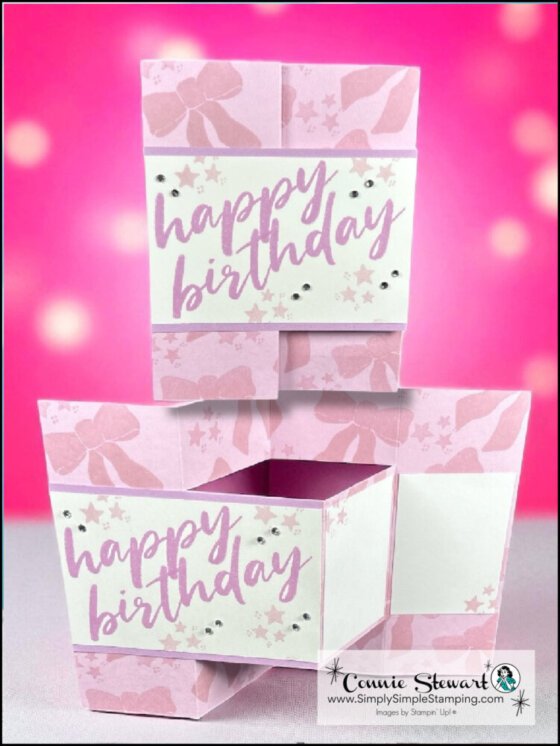 5-minute birthday card in pink made with Stampin' Up! Simple Birthday and Party Celebrations stamp set 